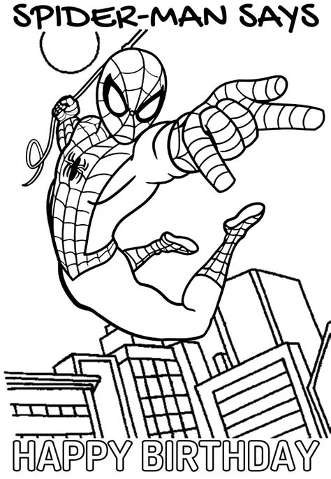 Happy Birthday Spider Man Coloring Pages Sketch Coloring Page The