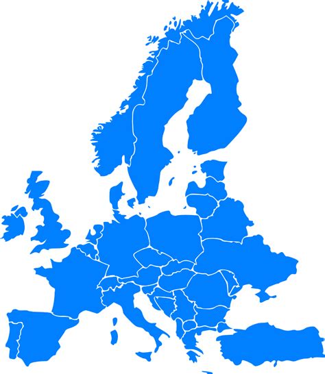 Blank Map Europe (blue) | Europe map, Blue map, Europe