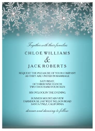 Glam And Elegant Crystal Snowflake Blue Winter Wedding Invitation Card