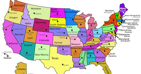 Map Of State Capitals Printable