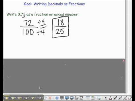 Write each fraction as a decimal. Writing Decimals as Fractions - YouTube