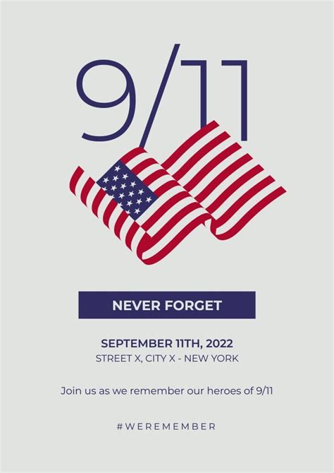 Free Minimalist 911 Remembrance Poster Template To Edit