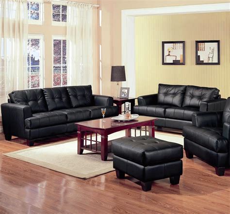 Samuel Black Bonded Leather Living Room Sofa And Loveseat Setliving
