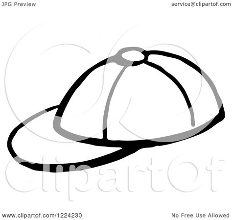 Clipart Of A Black And White Baseball Cap Royalty Free Vector