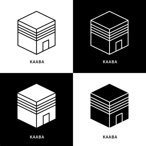 Kaaba In Mecca Icon Logo Pilgrimage Hajj Haram Mosque Vector Symbol