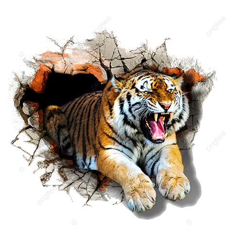 Tiger 3d PNG On The The Tiger Jumps Out Of The 3d Illustration 3d Art