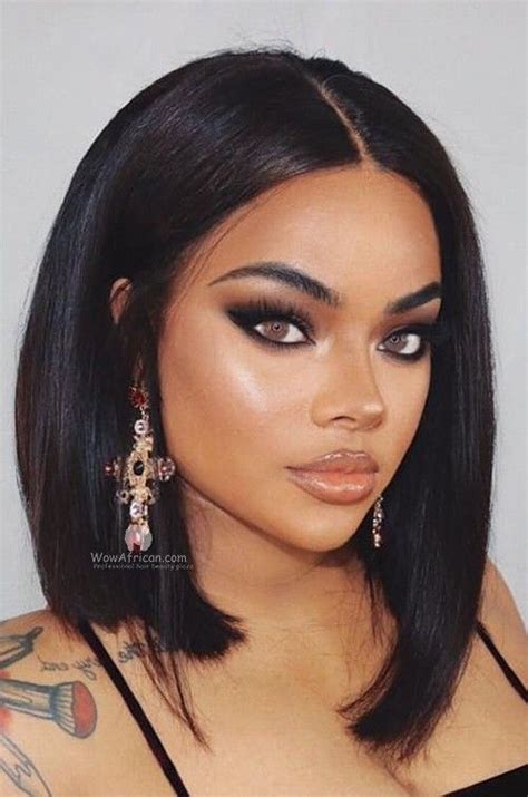 silky straight blunt bob brazilian virgin hair lace wig [cbw19] with images thick hair