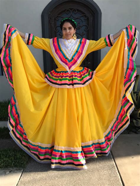 Mexican Jalisco Two Piece Yellow Dress Woman Size M Double Etsy