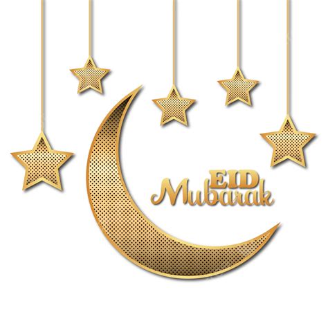 Hình ảnh Eid Mubarak Chữ Với Mặt Trăng Và Trang Trí Ngôi Sao Png