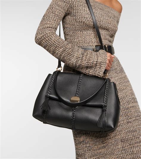 Penelope Medium Leather Shoulder Bag In Black Chloe Mytheresa
