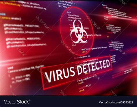 Virus Detected Warning Alert Screen Message Vector Image
