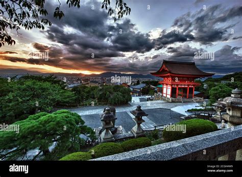 Beautiful Dramatic Sunset Seen From The Kiyomizu Dera Shrine Above