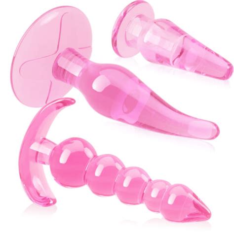 Analplugs SET Gel Analstöpsel Butt Plug mit Griff rosa eBay