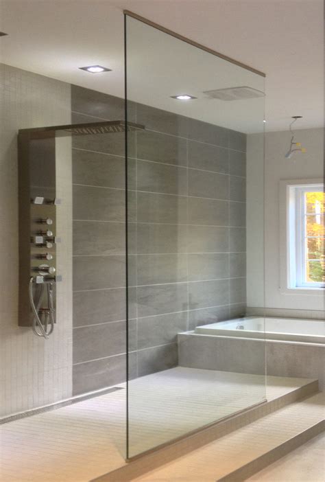 glass showers doorless contemporary bathroom detroit