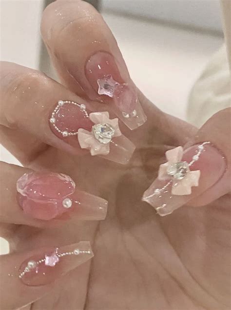 Cute Long Pink Nails Xiaohongshu Douyin Chinese Nail Art Pretty Gel Nails Really Cute Nails