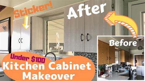 Diy Kitchen Cabinet Makeover With Peel And Stick Wallpaper Under 100