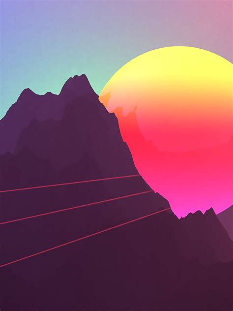 1620x2160 3d Retrowave Sunset 1620x2160 Resolution Wallpaper Hd Artist