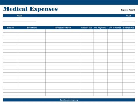 Free Printable Medical Expense Tracker Printable Word Searches