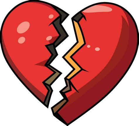 Broken Heart Cartoon Vector Illustration Cracked Heart Vector Image