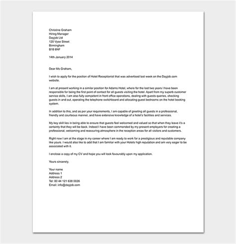 Cover Letter For A Receptionist Job For Your Needs Letter Template