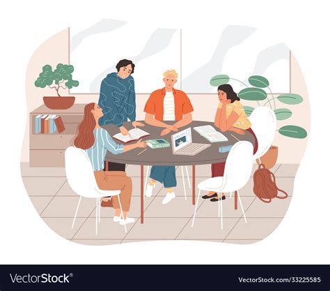 Group Students Studying Together Young People Vector Image