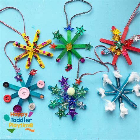 Popsicle Stick Snowflake Craft For Kids Happy Toddler Playtime