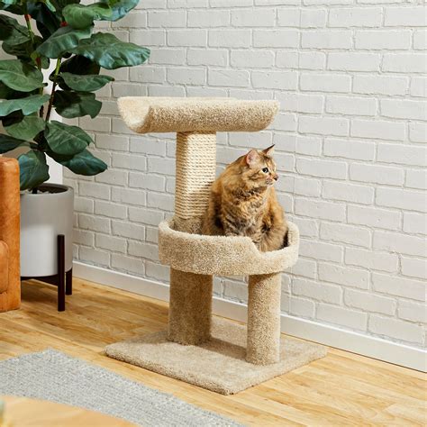 Frisco 30 In Real Carpet Wooden Cat Tree Beige