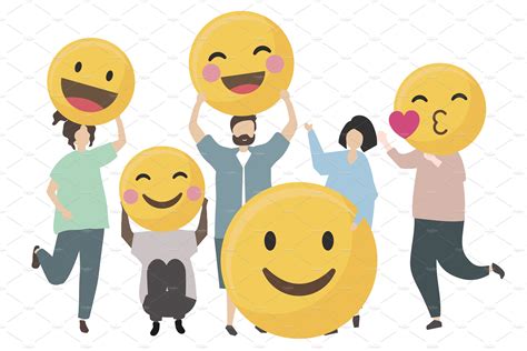 People With Happy Emotion Emoticon Graphics Creative Market