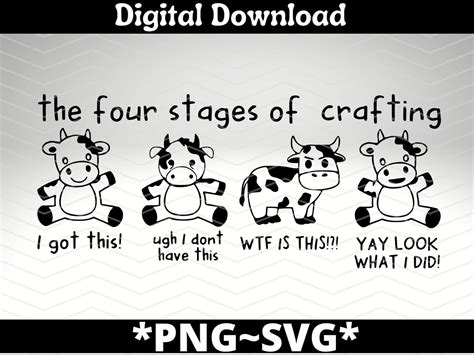 4 Stages Of Crafting Cow Svg Png Digital Download Instant Etsy Ireland