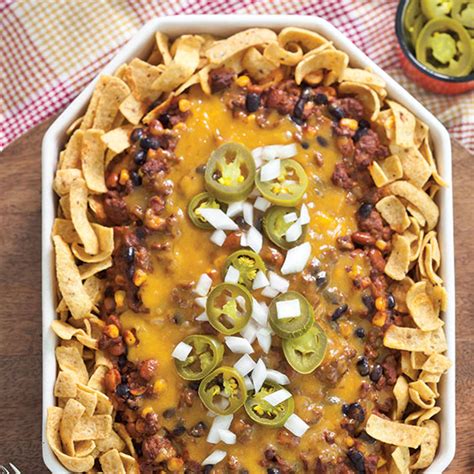 In a medium bowl, stir together the butter, and broth. Frito Pie Casserole - Paula Deen Magazine