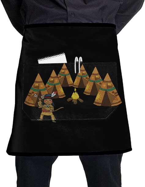 native american tepees campfire unisex fashion pocket waist apron restaurant