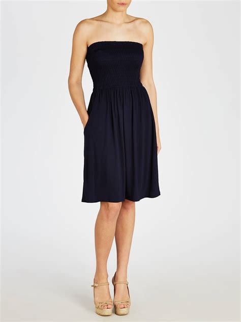 john lewis and partners jersey bandeau dress navy at john lewis and partners