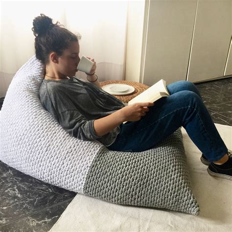 Adult Bean Bag Chair Lounger Giant Floor Pillow Pouf Chaise Etsy