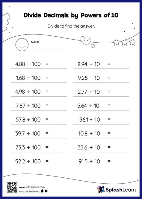 Divide Decimals By Powers Of 10 Worksheets For 5th Graders Online