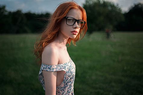 Redhead Girl Outdoors Model Glasses Girl Wallpaper X Px On Wallls Com