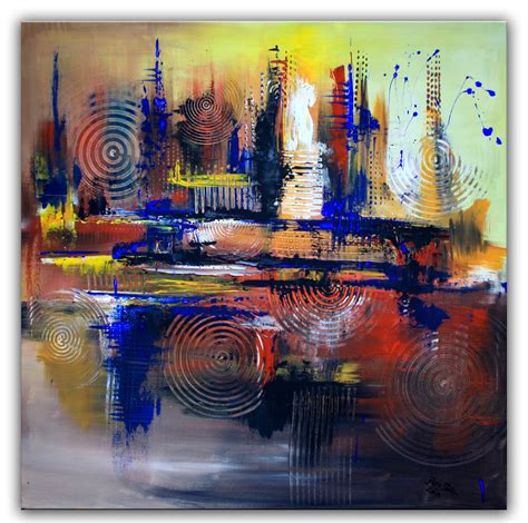 Braun Blaue Kreise - Abstrakte Kunst auf Leinwand ... Exklusive hochwertige kunstdrucke auf leinwand.