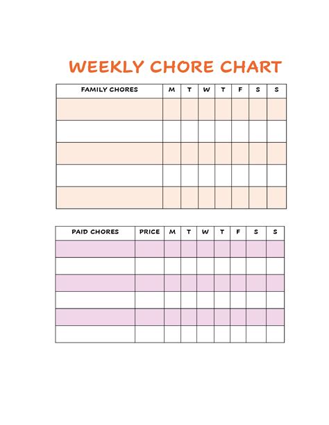 Weekly Chore Chart Two Cultures One Life Shop