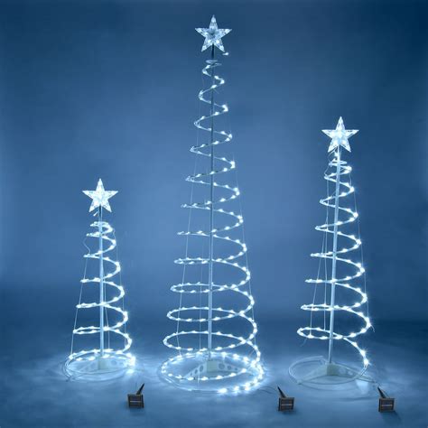 Yescom Set Of 3 Led Spiral Christmas Tree Light Kit Solar Powered 6ft