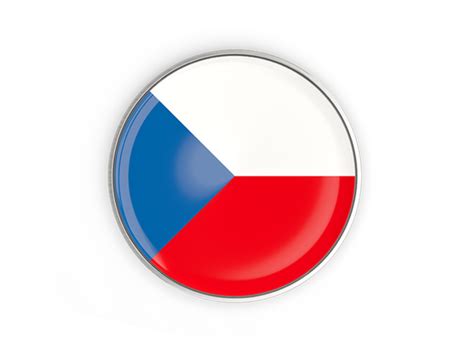 Round Button With Metal Frame Illustration Of Flag Of Czech Republic