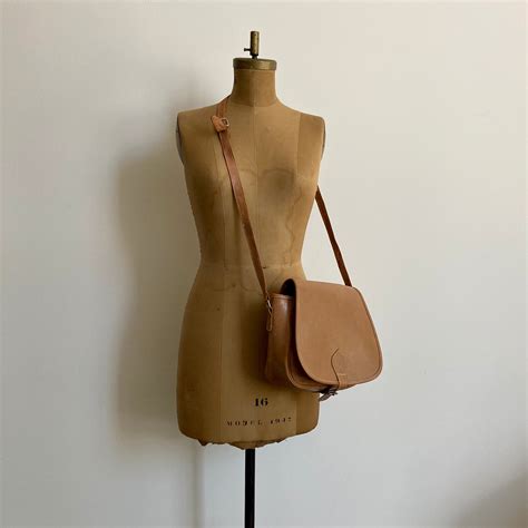 Vintage Honey Tan Leather Crossbody Saddle Bag Thick Leather Etsy