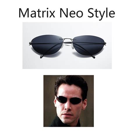 2021 The Matrix Movie Neo Style Polarized Sunglasses Cool Ultralight Rimless Men Driving Brand