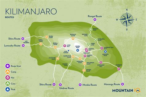 Kilimanjaro Map Outlining The Best Hiking Trails