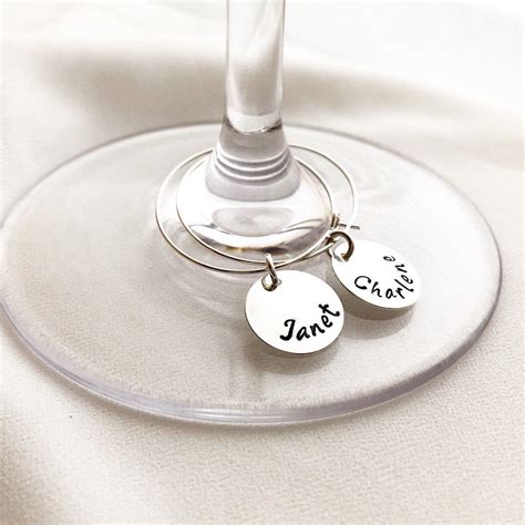 Personalized Wine Glass Charm Hand Stamped Custom Wine Glass Etsy Wine Glass Charms Wedding