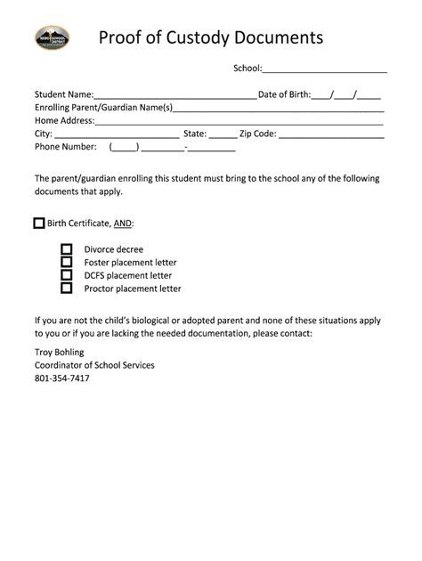 Proof Of Custody Documents Fill And Sign Printable Template Online