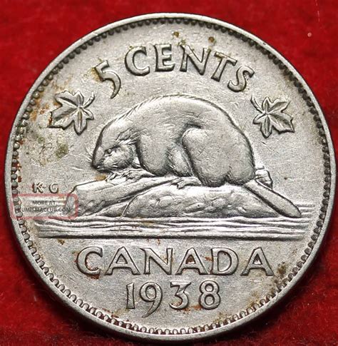 1938 Canada 5 Cents Foreign Coin Sh
