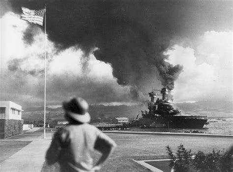 American Ships Burn During The Japanese Attack On Pearl Harbor Hawaii