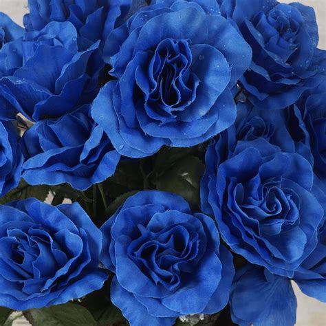 96 Giant Silk Open Rose Royal Blue Efavormart