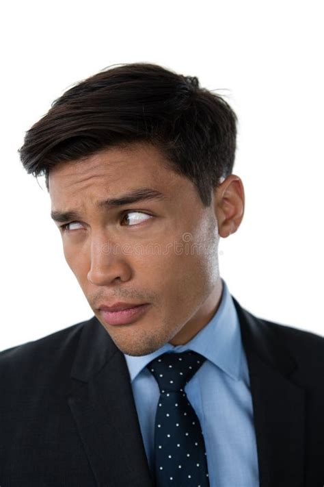 Close Up Of Young Businessman Looking Away Stock Photo Image Of