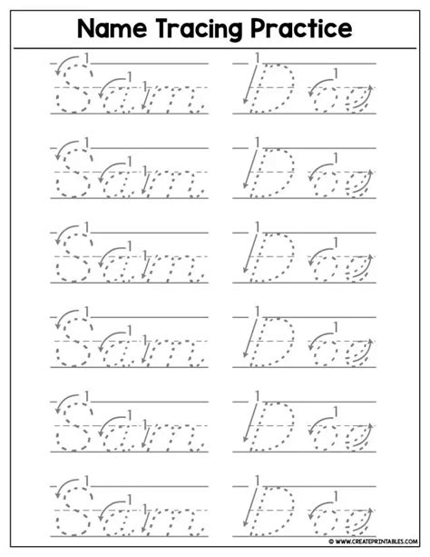 24 learner-friendly name tracing worksheets