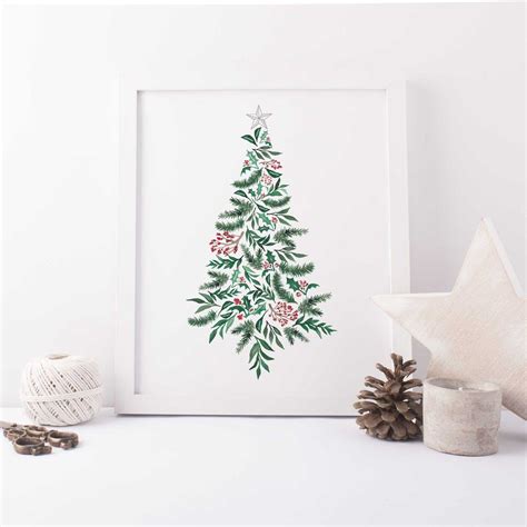 Maybe you would like to learn more about one of these? Modern Holly Christmas Tree Wall Art Print or Canvas ...